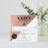 Carte Rose bloc d'or carré certificat cadeau logo (Debout devant)