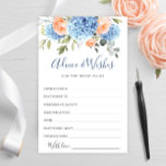 Carte Rose Blue Hydrangea Blush<br><div class="desc">Personnalisez avec la mariée le nom et la date de la douche. Pour plus de personnalisation, cliquez sur "Personnaliser ce modèle", puis sur "Modifier à l'aide de l'outil de conception". Élégant éditable facile à utiliser modèles mariage, plus d'articles disponibles dans le magasin (invitations, rsvp, cartes de remerciements, papeterie & décoration)....</div>