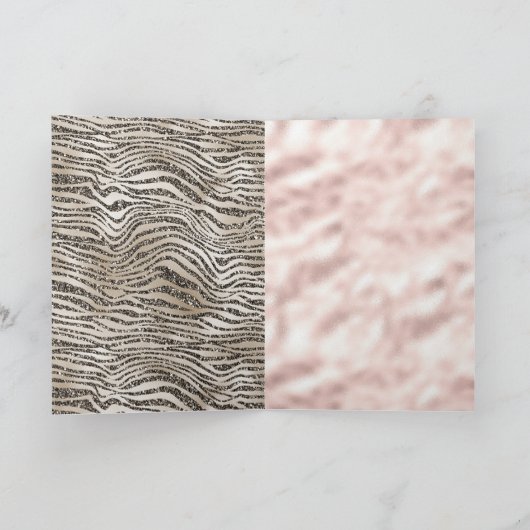 Carte Rose Blush Gold Black Glitzy Parties scintillant Z (Intérieur)