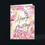 Carte Rose Blush Joyeux Anniversaire Aquarelle Design Fl<br><div class="desc">Rose Blush heureux anniversaire Aquarelle Flore Design</div>