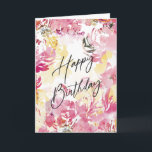 Carte Rose Blush Joyeux Anniversaire Aquarelle Design Fl<br><div class="desc">Rose Blush heureux anniversaire Aquarelle Flore Design</div>