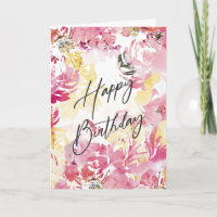 Rose Blush Joyeux Anniversaire Aquarelle Design Fl