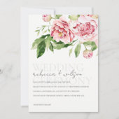 CARTE ROSE BLUSH VERT PEONY MARIAGE DE COULEUR D'EAU FLO (Devant)