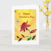 Carte Rose Bonne fête des mères (Fleur jaune)