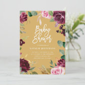 Carte Rose, bordeaux + fig aquarelle floral et script (Debout devant)