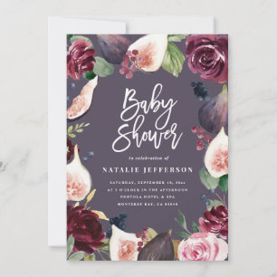 Carte Rose, bordeaux + fig aquarelle floral et script