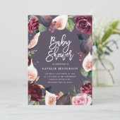 Carte Rose, bordeaux + fig aquarelle floral et script (Debout devant)