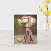 Carte rose bouquet sur doily sympathie merci (Fleur jaune)