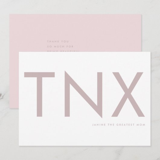 Carte Rose brillant Ultra moderne Gras Grosse mère Merci (Devant / Derrière)