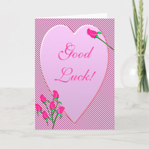 Carte Rose Bud Heart Good Luck Card