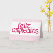 Carte rose chaud Feliz Cumpleaños (Fleur jaune)