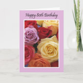 Carte Rose colorée 80e anniversaire (Devant)