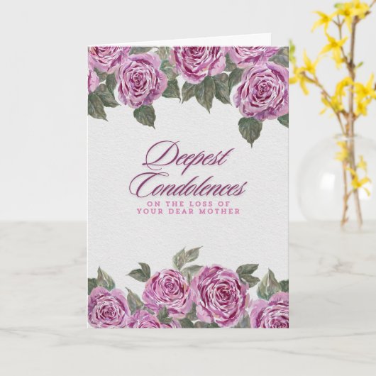 Carte Rose Condolences Bouquet - Perte de mère (Fleur jaune)