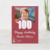 Carte Rose couleur rouge photo 100e anniversaire (Devant)