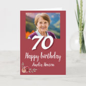 Carte Rose couleur rouge photo 70e anniversaire (Devant)