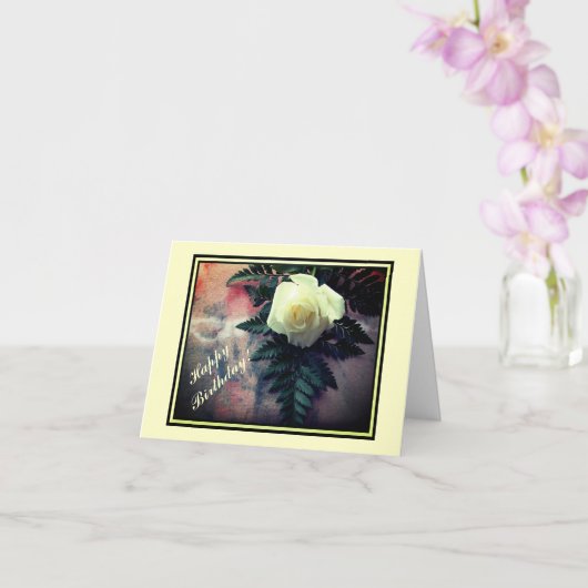 Carte Rose Crème Anniversaire (Orchidée)