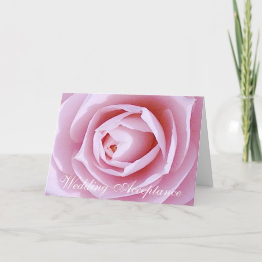 Carte rose d'acceptation de mariage de camélia (Devant)