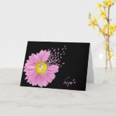 Carte Rose Daisy avec des rubans roses Hope (Fleur jaune)
