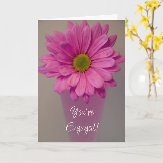 Carte Rose Daisy dans Vase Fiançailles (Fleur jaune)