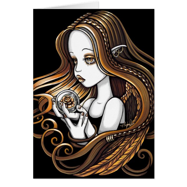 Carte rose d'ange de boule de cristal d'ambre de (Devant)