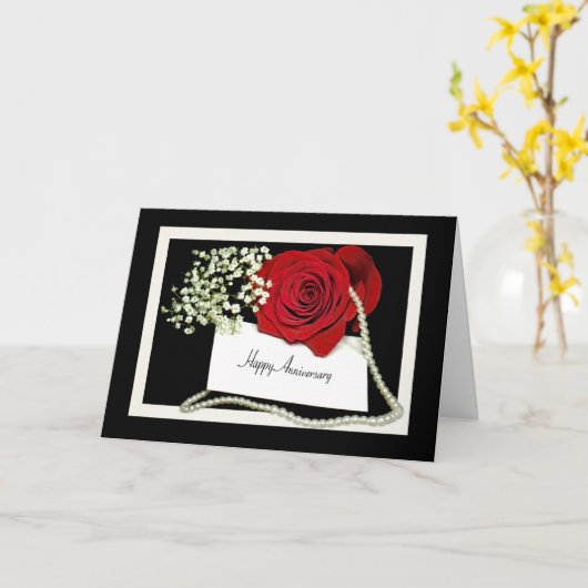 Carte Rose d'anniversaire avec perles (Fleur jaune)