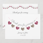 Carte rose d'anniversaire de mariage de coeur de (Devant / Derrière)