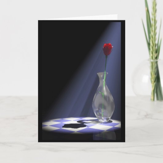 Carte rose dans un vase (Devant)