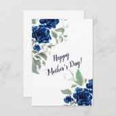 Carte Rose d'aquarelle bleue (Devant / Derrière)