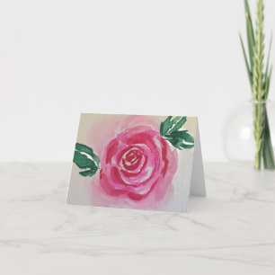 Carte Rose d'aquarelle rose - plié - toutes les occasion