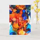 Carte Rose d'art abstrait orange rouille (Fleur jaune)