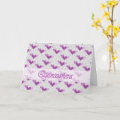 Carte rose de coeurs pourpres de Quinceañera (Fleur jaune)