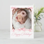 Carte Rose de Fêtes Photo Joyeuses (Debout devant)