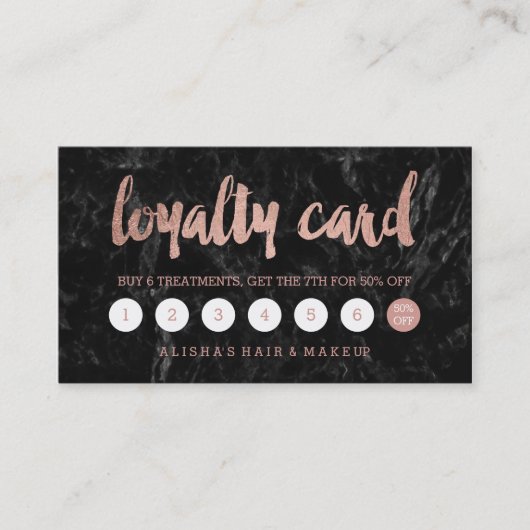 Carte rose de fidélité de marbre de noir de (Devant)