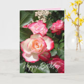 Carte Rose de fleurs Roses rouge et blanc (Fleur jaune)