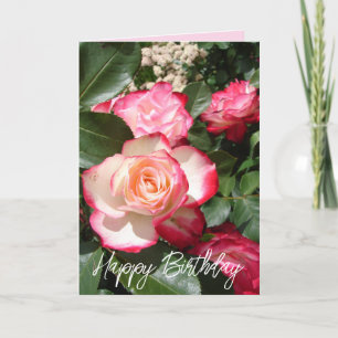 Carte Rose de fleurs Roses rouge et blanc