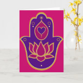 Carte Rose de Hamsa Lotus de henné (Fleur jaune)