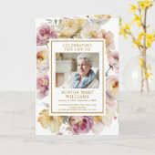 Carte Rose de jardin Photo Memorial Funérailles Programm (Fleur jaune)