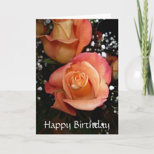 Carte rose de joyeux anniversaire (Devant)