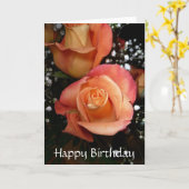 Carte rose de joyeux anniversaire (Fleur jaune)