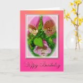 Carte rose de joyeux anniversaire de digitales (Fleur jaune)