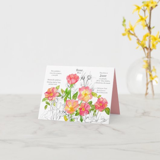 Carte Rose de juin anniversaire Chèvrefeuille Fleur de n (Fleur jaune)