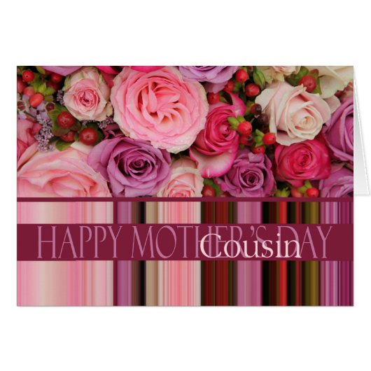 Carte rose de la fête des mères Cousin (Devant horizontal)