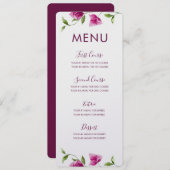 Carte rose de menu de fleur de bouganvillée (Devant / Derrière)
