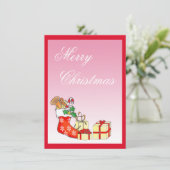 Carte rose de Noël simple et joyeux (Debout devant)