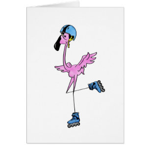 Carte rose de patinage de rouleau de Flamant rose