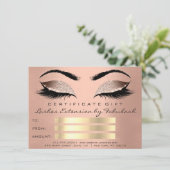 Carte Rose de peau Lash Maquillage d'or Certificat d'art (Debout devant)