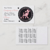 Carte rose de profil d'affaires de caniche (Devant / Derrière)