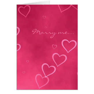 Carte rose de proposition de mariage de coeurs