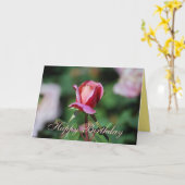 Carte rose de rose et de pêche de joyeux (Fleur jaune)