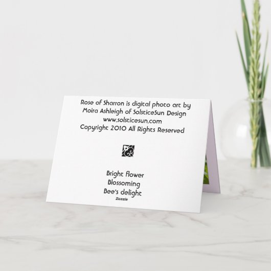 Carte Rose de Sharron (Dos)